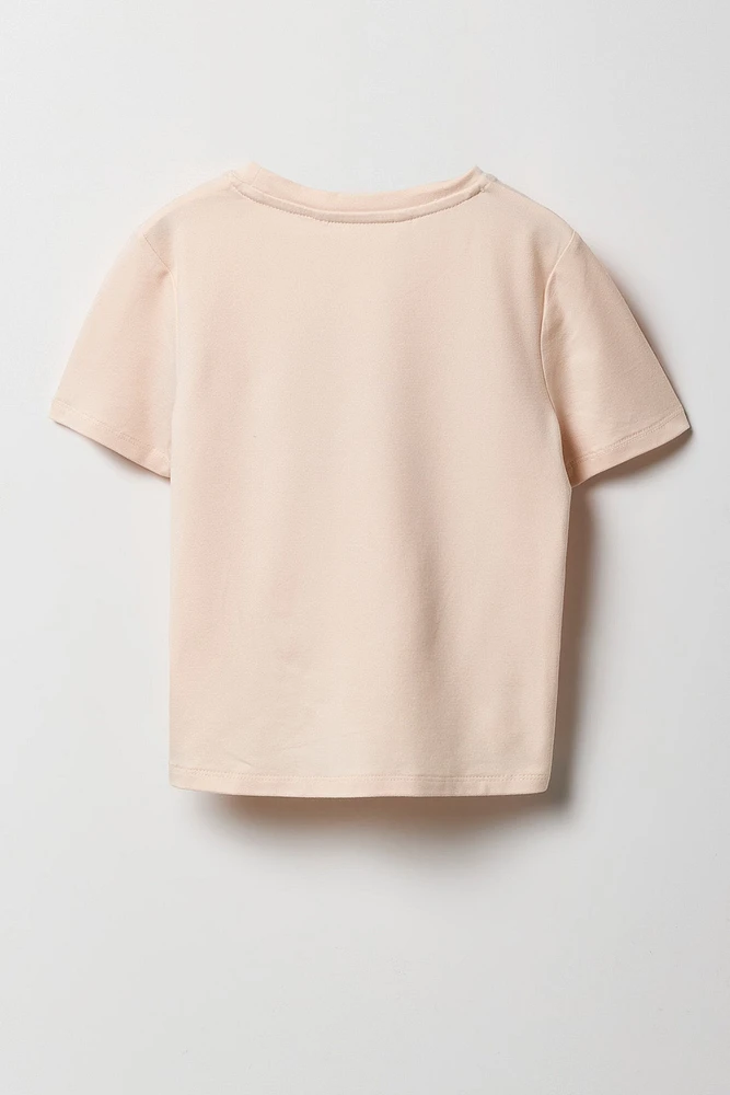 Girls Summer Graphic Side Drawstring T-Shirt