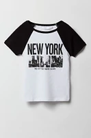 T-shirt à manches raglan avec imprimé City pour fille