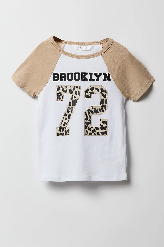 T-shirt à manches raglan avec imprimé City pour fille