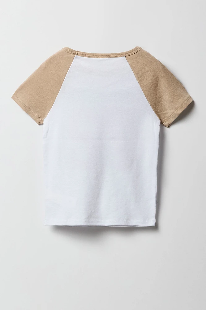 T-shirt à manches raglan avec imprimé City pour fille