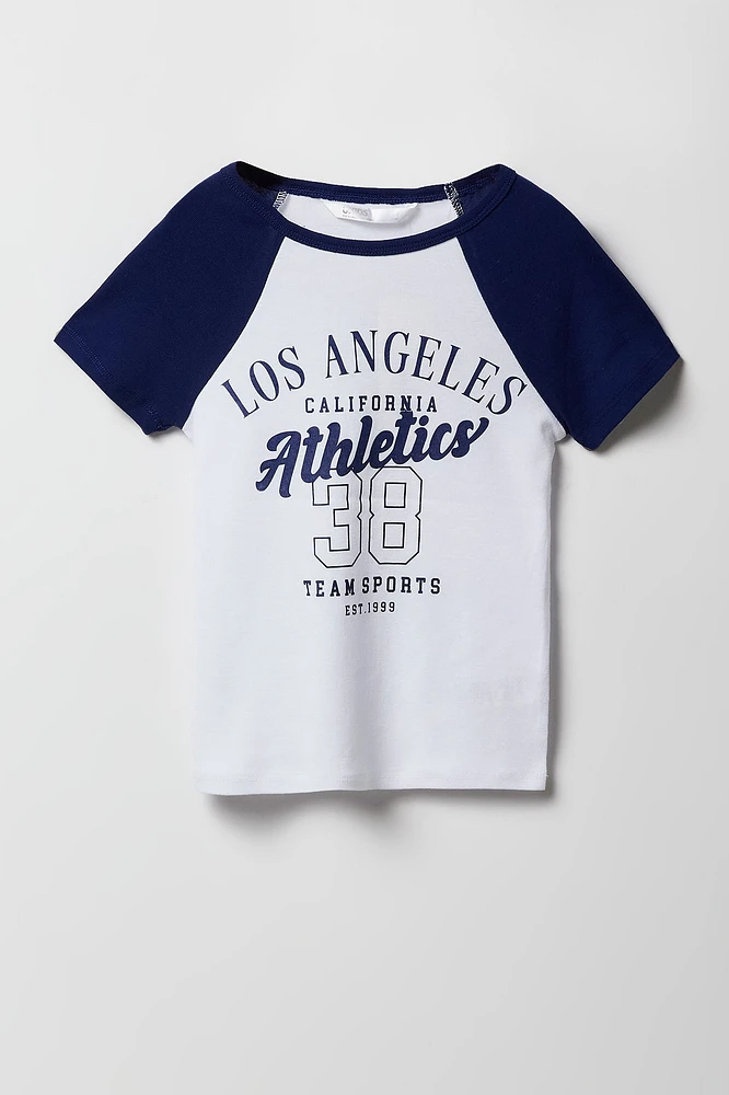 T-shirt à manches raglan avec imprimé City pour fille