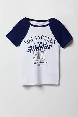 T-shirt à manches raglan avec imprimé City pour fille