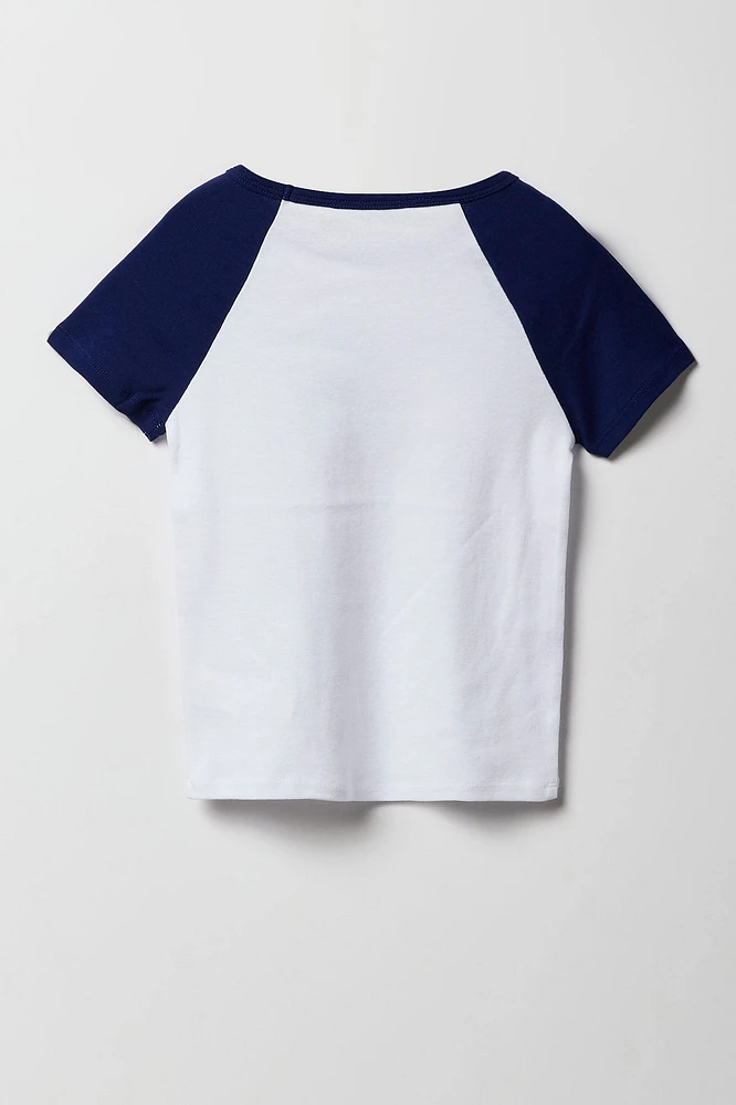 T-shirt à manches raglan avec imprimé City pour fille