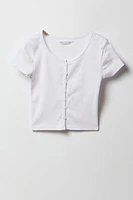 T-shirt boutonné côtelé pour fille