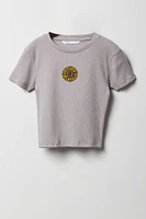Girls Embroidered Ribbed Baby T-Shirt