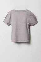 Girls Embroidered Ribbed Baby T-Shirt