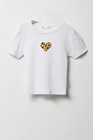 T-shirt ultracourt côtelé imprimé pour fille