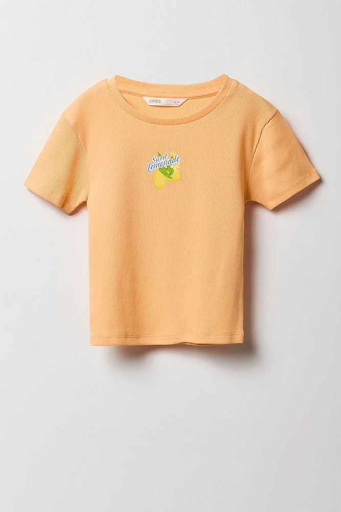 Girls Graphic Ribbed Baby T-Shirt