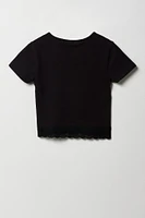 Girls Lace Trim T-Shirt