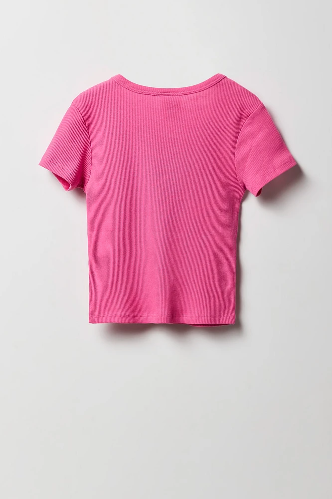 Girls Hello Kitty & Friends Embroidered Ribbed T-Shirt