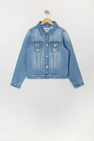 Girls Medium Wash Denim Jacket