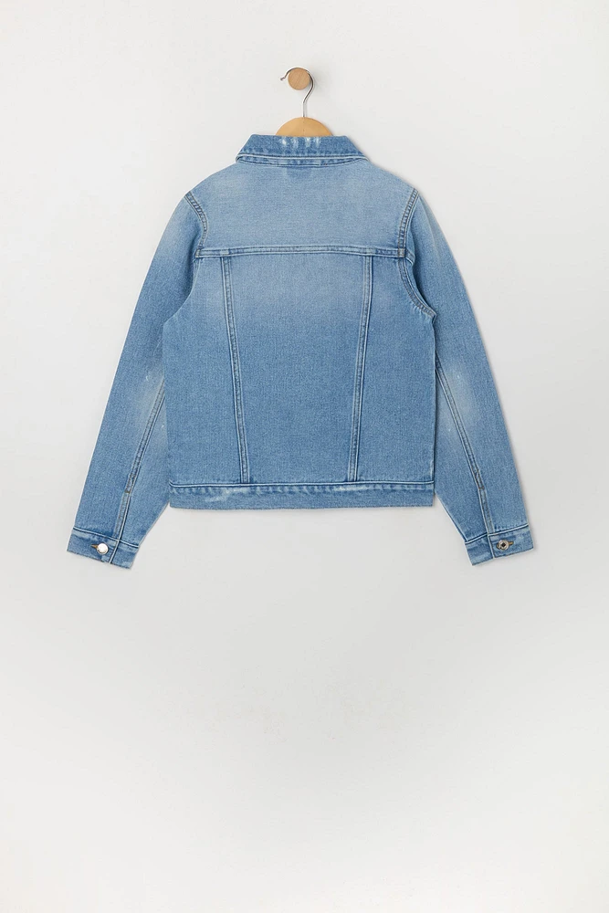 Girls Medium Wash Denim Jacket