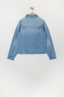 Girls Medium Wash Denim Jacket