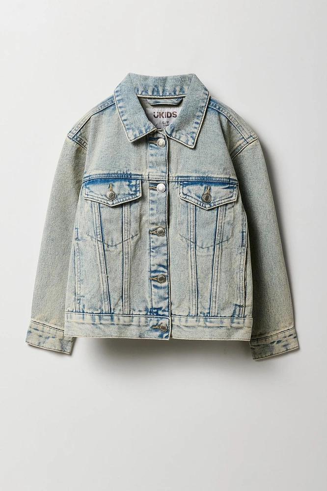 Blouson en denim surdimensionné pour filles