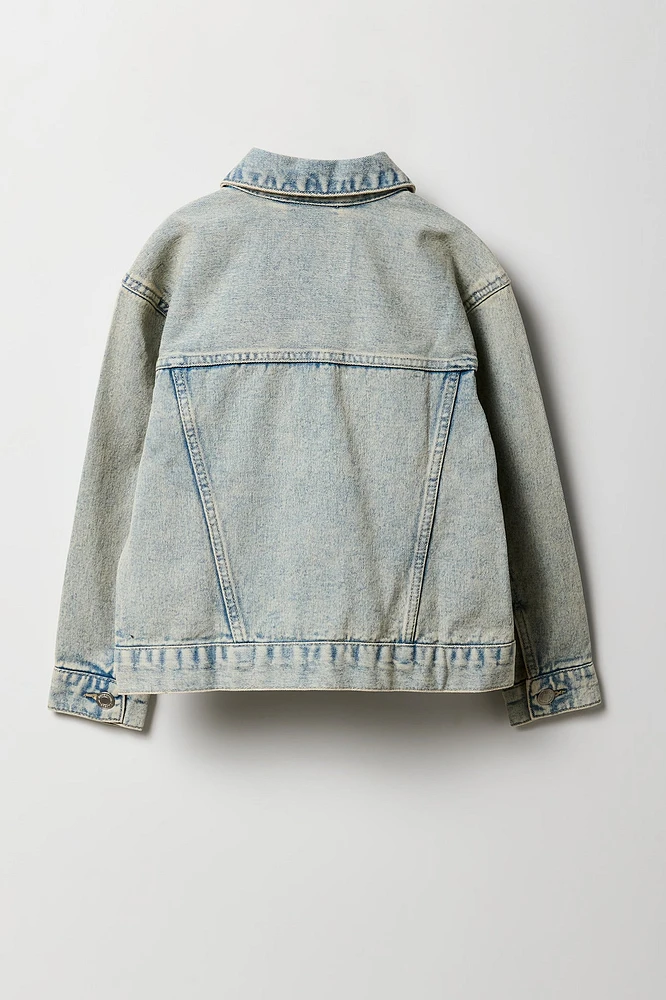 Blouson en denim surdimensionné pour filles