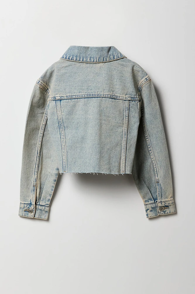 Blouson en denim écourté pour filles