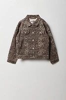 Girls Cheetah Print Denim Jacket