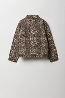 Girls Cheetah Print Denim Jacket