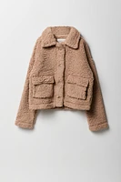 Blouson boutonnÃ© en Sherpa pour fille