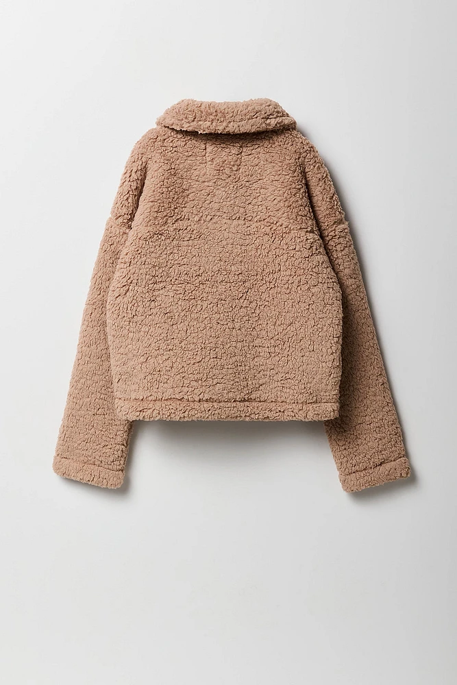 Blouson boutonnÃ© en Sherpa pour fille