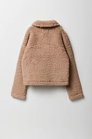 Blouson boutonné en Sherpa pour fille