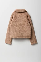 Blouson boutonné en Sherpa pour fille