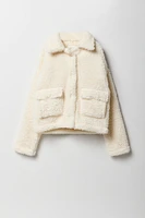 Girls Sherpa Buttoned Jacket