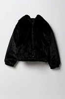 Girls Quilted Faux Fur Reversible Bomber Jacket