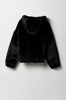 Girls Quilted Faux Fur Reversible Bomber Jacket