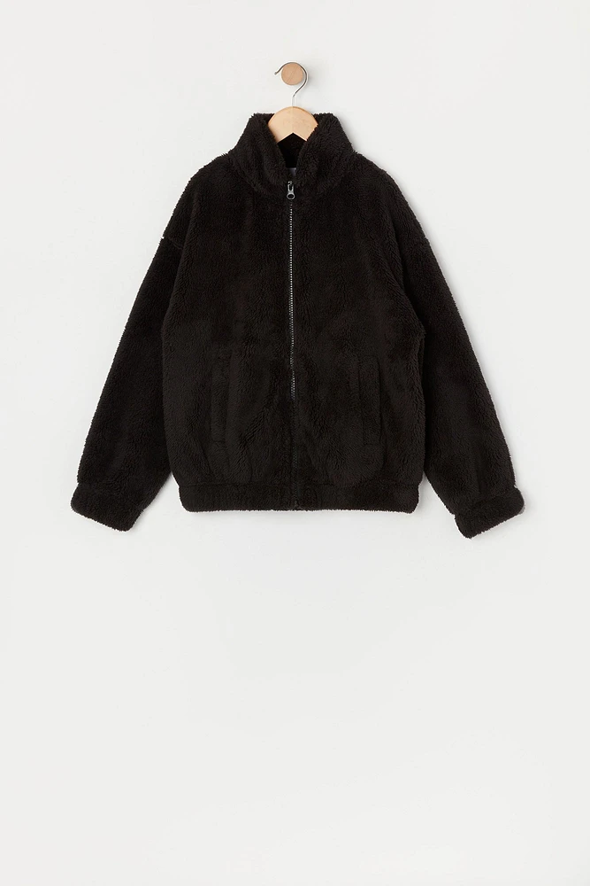 Plush Bomber Jacket