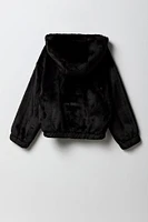 Girls Faux Fur Hooded Bomber Jacket