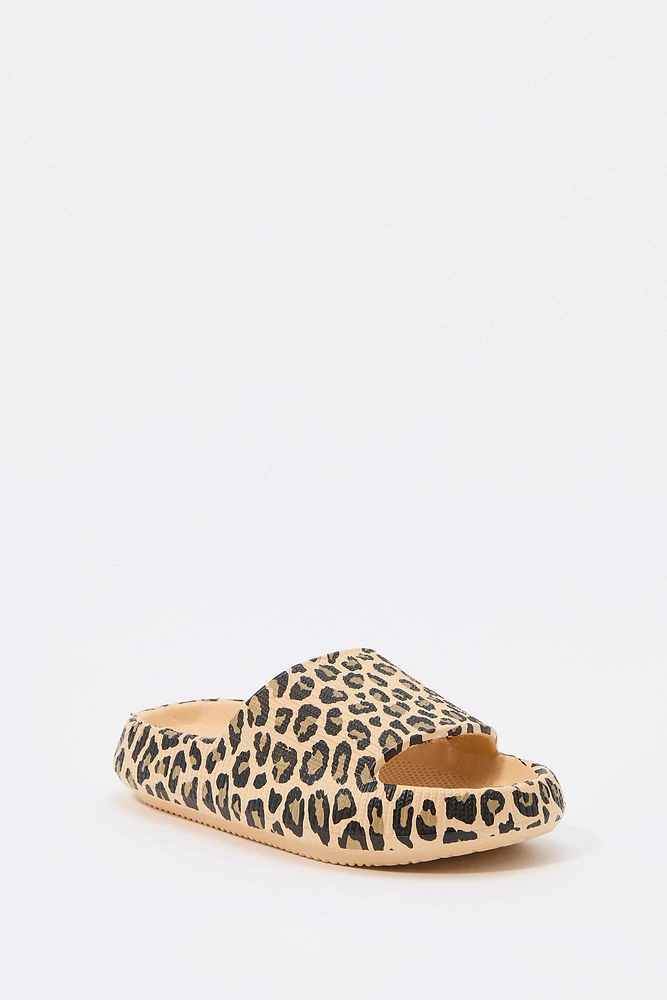 Girls Cheetah Print Sponge Slide