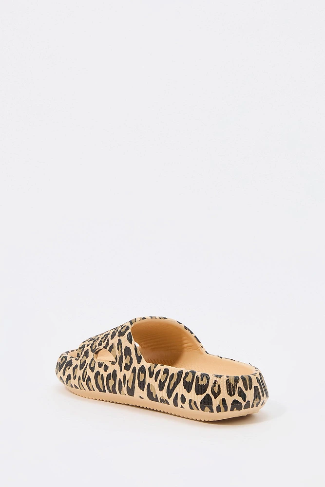 Girls Cheetah Print Sponge Slide