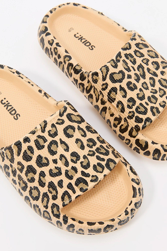 Girls Cheetah Print Sponge Slide