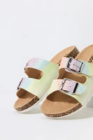 Girls Rainbow Print Buckled Cork Sandal