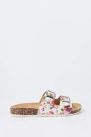 Girls Rose Print Buckled Cork Sandal