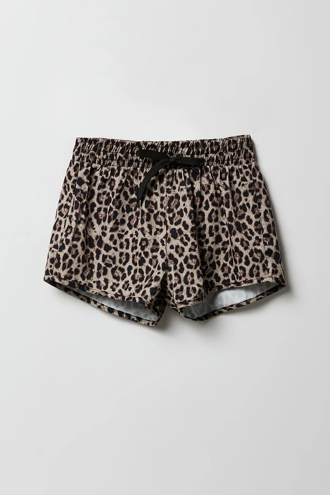 Short de baignade avec motif guépard pour fille