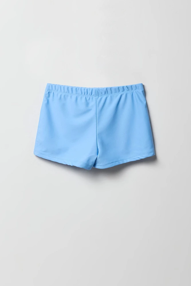 Maillot de bain deux-pièces avec haut à manches longues imprimé et short pour fille