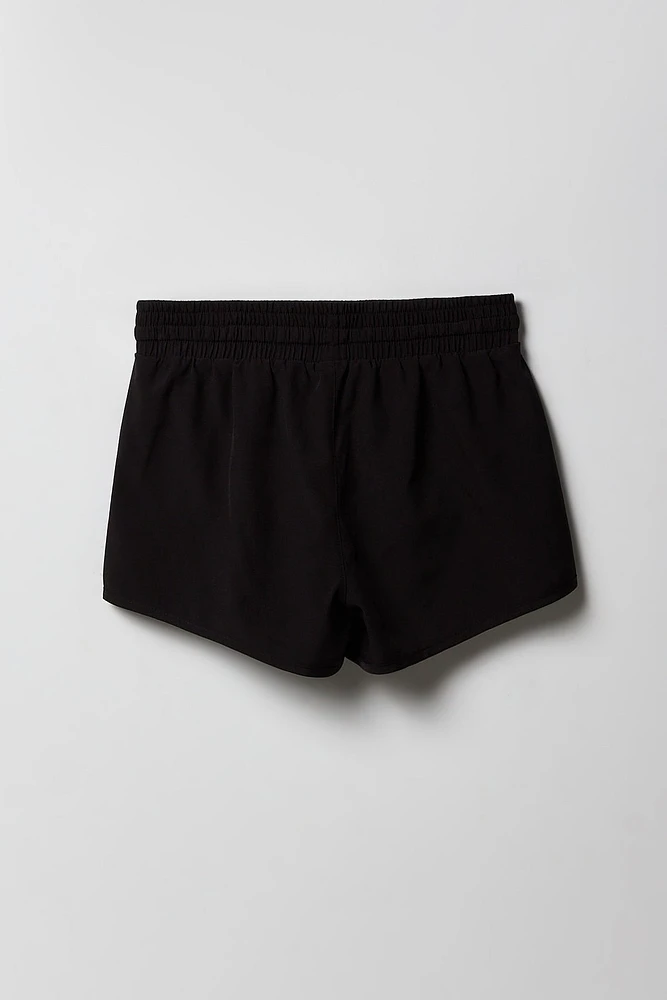 Short de baignade uni à taille coulissante pour fille
