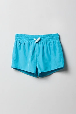 Short de baignade uni à taille coulissante pour fille