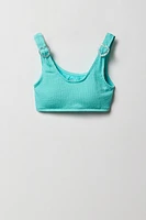 Maillot de bain deux-pièces texturé avec bretelles ornées coeurs pour fille