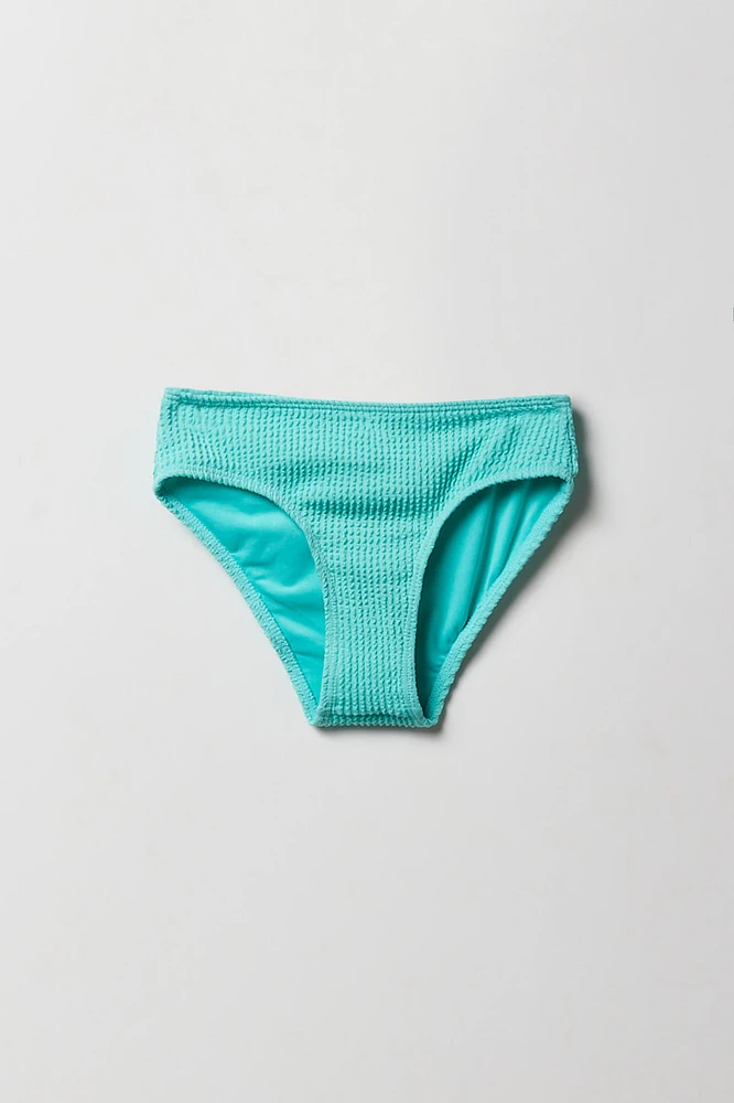 Maillot de bain deux-pièces texturé avec bretelles ornées coeurs pour fille