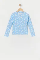 Girls Daisy Print Rashguard with built-in cups