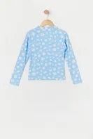 Girls Daisy Print Rashguard with built-in cups