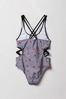 Girls Strappy Cut-Out One Piece Swimsuit