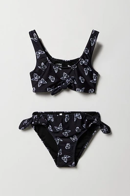 Maillot de bain deux-pièces à imprimé Papillon avec attache pour fille