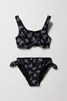 Girls Butterfly Print Tie Front 2 Piece Bathing Suit