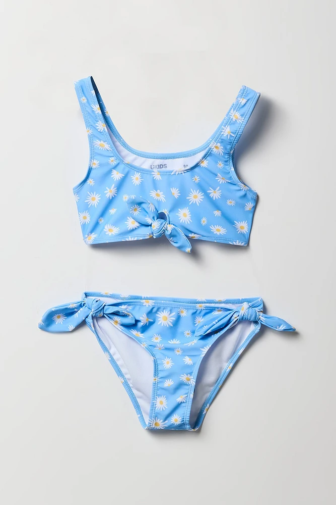 Maillot de bain deux-pièces à imprimé Papillon avec attache pour fille