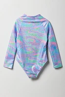 Maillot dermoprotecteur une-pièce à manches longues pour fille