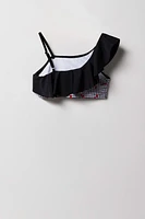 Girls Ruffle One Shoulder 2 Piece Swimsuit